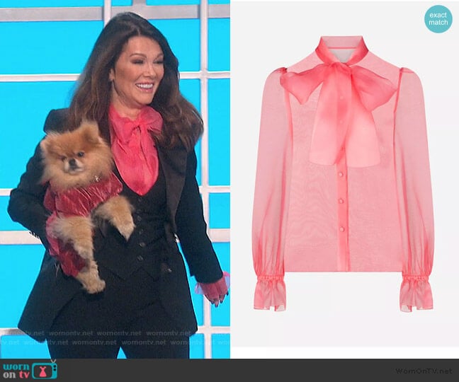 Organza Shirt With Bow by Dolce & Gabbana worn by Lisa Vanderpump on The Talk