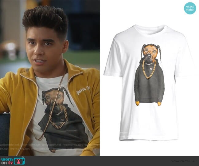 Graphic Dog Tee by Eleven Paris worn by Vivek Shah (Jordan Buhat) on Grown-ish