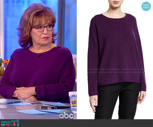 Petite Boxy Fine Merino Wool Ribbed Sweater by Eileen Fisher worn by Joy Behar on The View