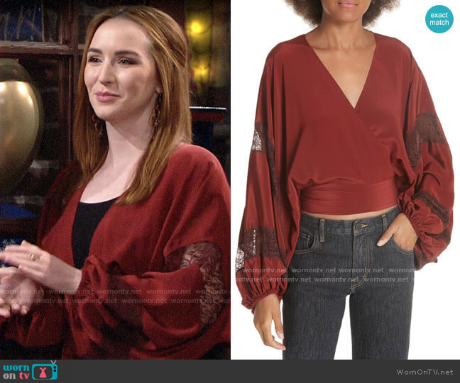 Elizabeth and James Talia Blouse worn by Mariah Copeland (Camryn Grimes) on The Young and the Restless