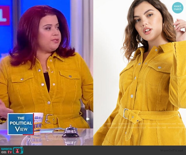 Corduroy Belted Peplum Jacket by Eloquii worn by Ana Navarro on The View