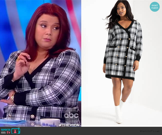 Checkered Sweater Dress by Eloquii worn by Ana Navarro on The View