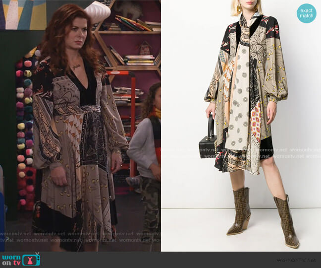 Scarf Dress by Etro worn by Grace Adler (Debra Messing) on Will and Grace