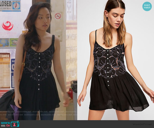 Edith Cutwork Playsuit by Free People worn by Janet (Andrea Bang) on Kims Convenience