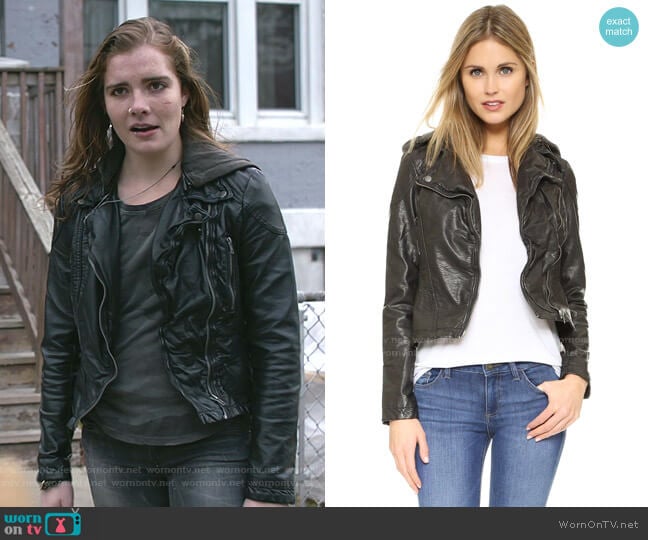 Wornontv Sandy S Black Hooded Moto Jacket On Shameless Clothes And Wardrobe From Tv