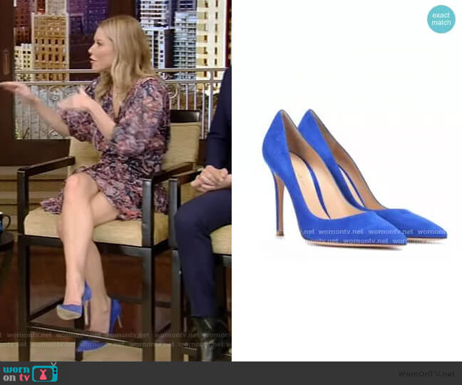 Gianvito Suede Pumps by Gianvito Rossi worn by Kelly Ripa on Live with Kelly and Mark