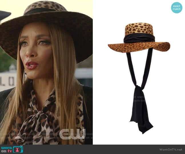 Verushka Hat by Gladys Tamez Millinery worn by Dominique Deveraux (Michael Michele) on Dynasty