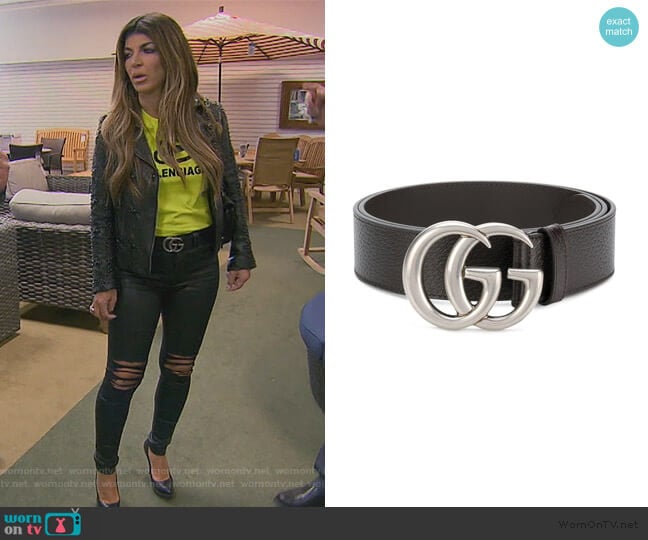 Leather belt with double G buckle Gucci worn by Teresa Giudice on The Real Housewives of New Jersey