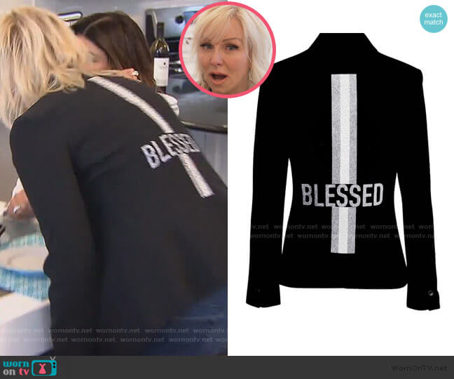 Blessed with Silver Stripes Blazer by Hipchik worn by Margaret Josephs on The Real Housewives of New Jersey