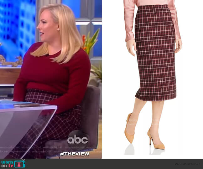 Vecka Plaid Pencil Skirt by BOSS worn by Meghan McCain on The View