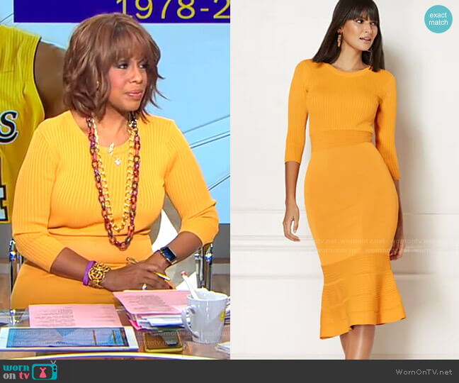 Ina Sweater Dress - Eva Mendes Collection by New York & Company worn by Gayle King on CBS Mornings