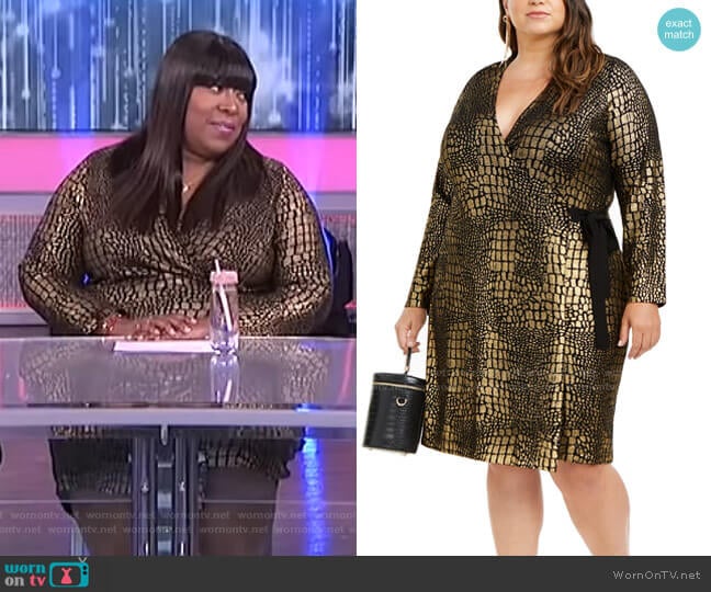 Metallic Animal-Print Dress by INC International Concepts worn by Loni Love on The Real