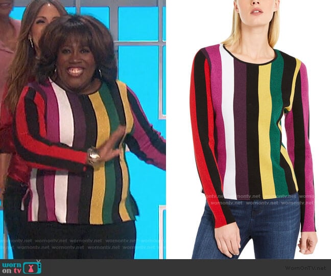 Striped Sweater by INC International Concepts worn by Sheryl Underwood on The Talk