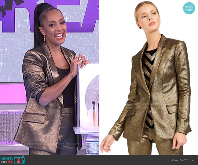 Metallic Blazer by INC International Concepts worn by Amanda Seales on The Real