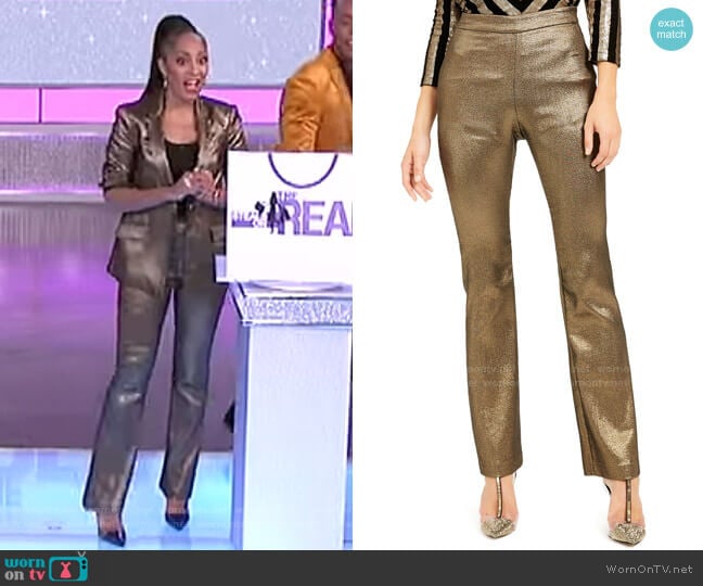 Metallic Bootcut Pants by INC International Concepts worn by Amanda Seales on The Real