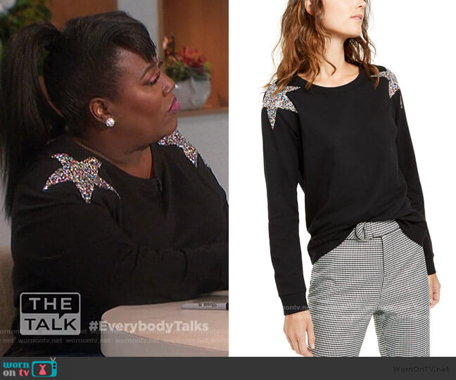 Star-Shoulder Sweatshirt by INC International Concepts worn by Sheryl Underwood  on The Talk