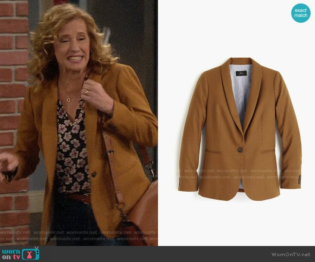 J. Crew Parke Blazer in Hthr Camel by J. Crew worn by Vanessa Baxter (Nancy Travis) on Last Man Standing