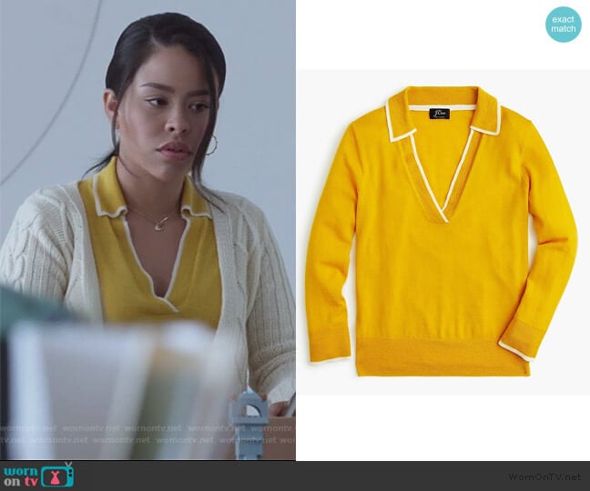 Tipped Polo Sweater by J. Crew worn by Mariana Foster (Cierra Ramirez) on Good Trouble