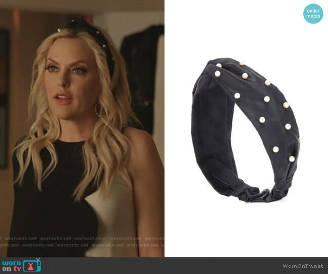 Faux Pearl-Embellished Headband by Jennifer Behr worn by Alexis Carrington (Elaine Hendrix) on Dynasty