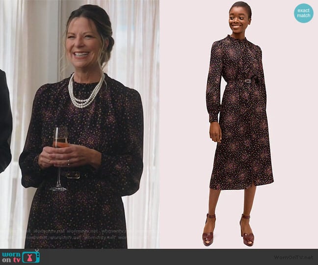 Disco Dots Ruffle Shirtdress by Kate Spade worn by Mo Collins on Single Parents