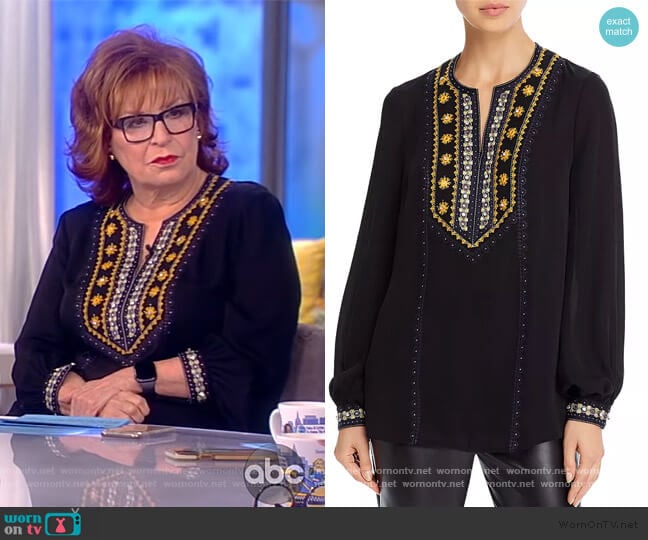 Sandi Embellished Silk Blouse by Kobi Halperin worn by Joy Behar on The View