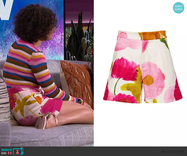 Good Butt floral Cotton-stretch Shorts by LA Doublej worn by Ilana Glazer on The Kelly Clarkson Show