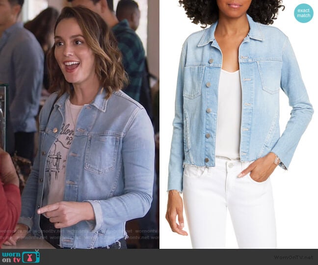 Janelle Slim Jacket by L'Agence worn by Angie (Leighton Meester) on Single Parents