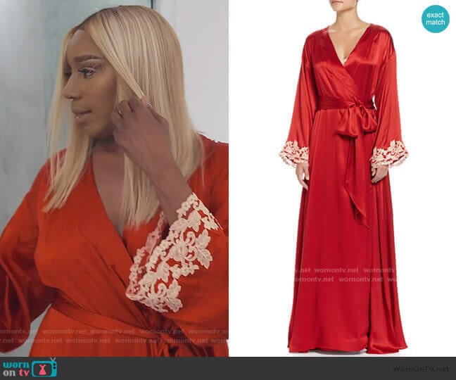 Maison Lace-Trim Long Robe by La Perla worn by Nene Leakes on The Real Housewives of Atlanta