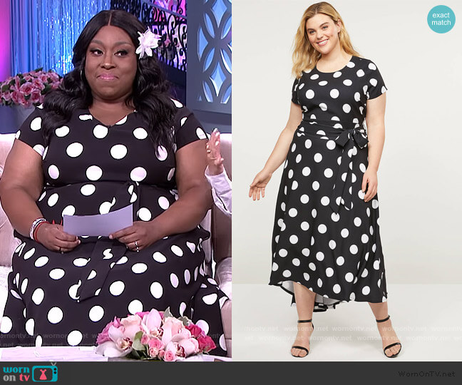 Lena High-Low Belted Maxi Dress by Lane Bryant worn by Loni Love on The Real