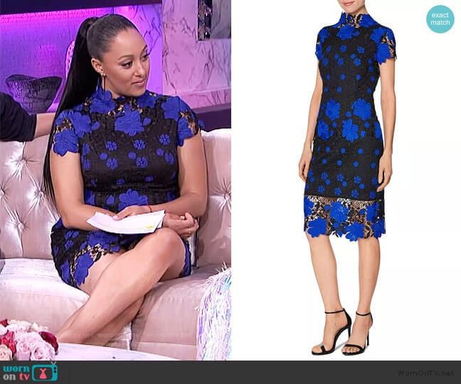 Lace Sheath Dress by Laundry by Shelli Segal worn by Tamera Mowry on The Real