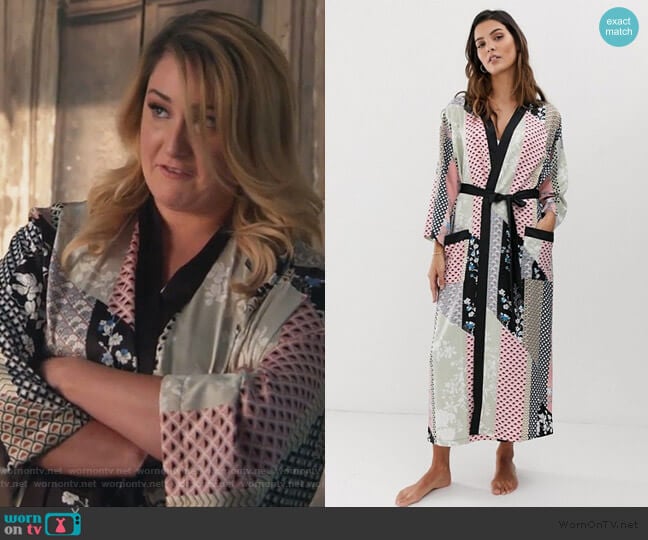 Ella M long tile print kimono by Lindex  worn by Davia (Emma Hunton) on Good Trouble