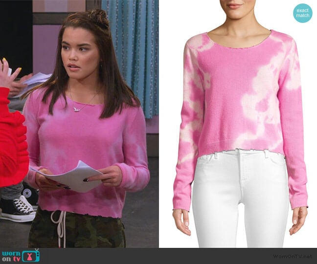 Shane Tie Dye Distressed Wool & Cashmere Sweater by Love Shack Fancy worn by Alexa Mendoza (Paris Berelc) on Alexa & Katie