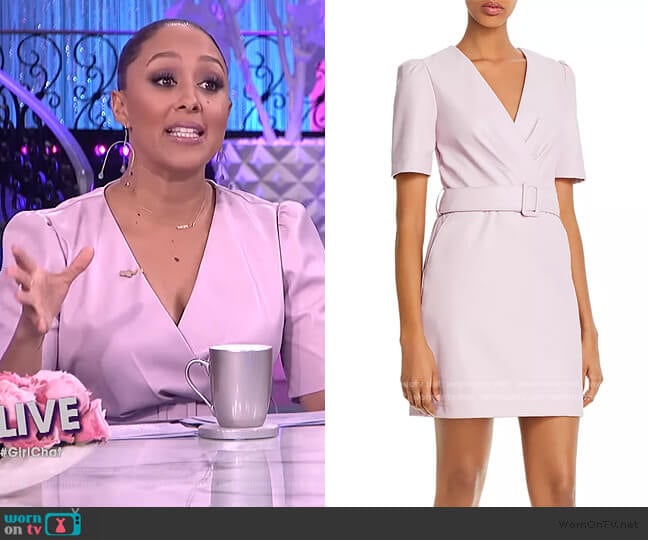  Belted Faux Leather Sheath Dress by Lucy Paris worn by Tamera Mowry on The Real