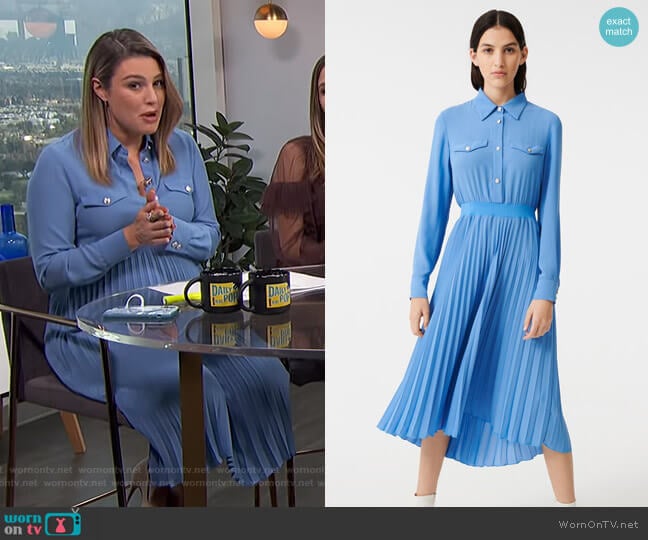 Gathered Waist Shirt Dress by Maje worn by Carissa Loethen Culiner on E! News