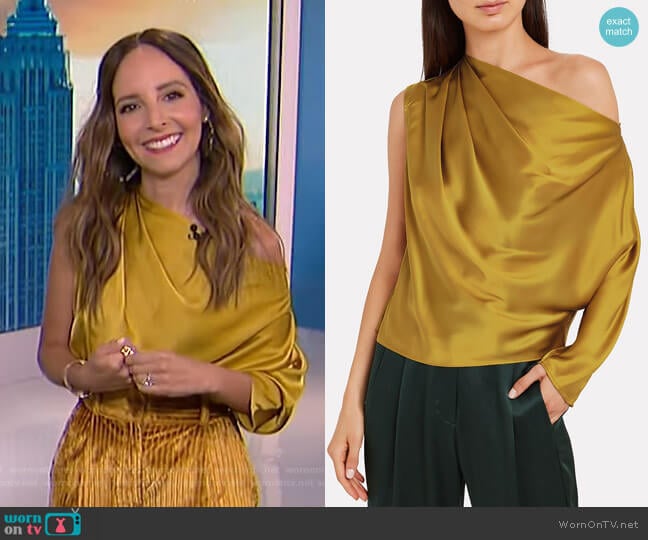 Charmeuse Draped One-Shoulder Top by Michelle Mason worn by Lilliana Vazquez on E! News