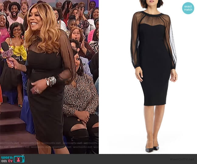 Illusion Lace Long Sleeve Cocktail Dress by Maggy London worn by Wendy Williams on The Wendy Williams Show