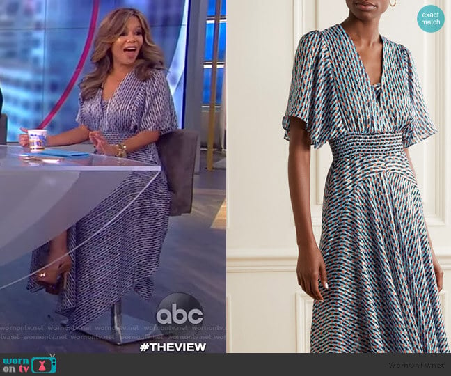 Metallic Printed Georgette Maxi Dress by Maje worn by Sunny Hostin on The View