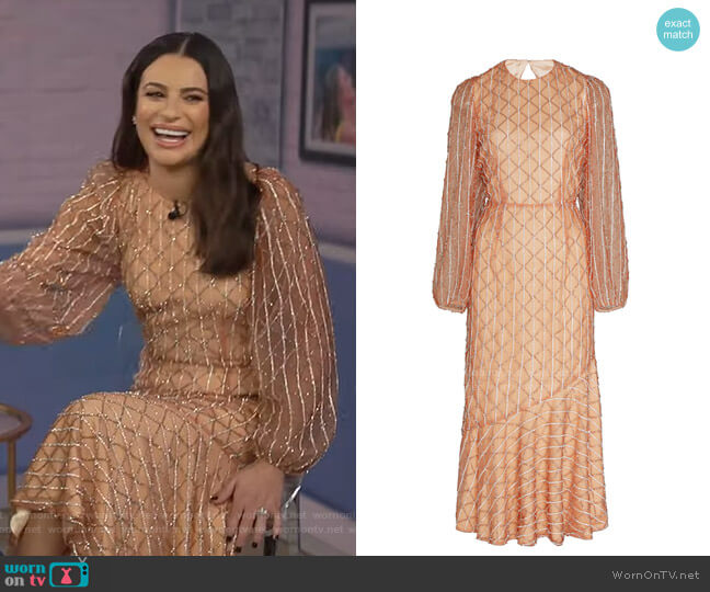 Bead-Embellished Dress by Markarian worn by Lea Michele on Today Show