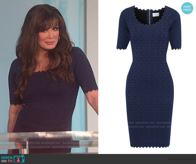 Scalloped laser-cut ponte Dress by Milly worn by Marie Osmond on The Talk