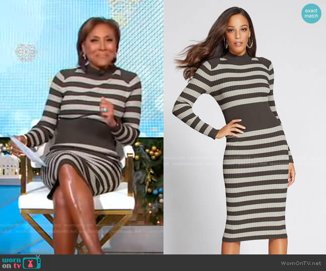 Gabrielle Union Collection Mock Neck Sweater Dress by New York & Company worn by Robin Roberts  on Good Morning America