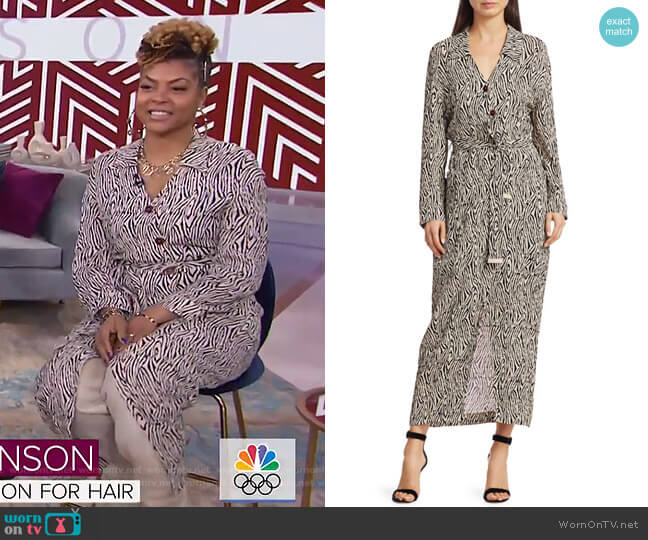 Capri Zebra-Print Long Shirtdress by Nanushka worn by Taraji P. Henson on Today Show