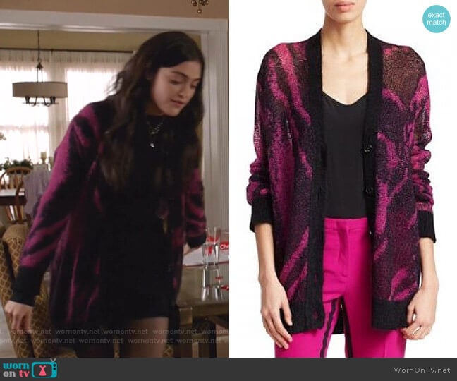 Mohair Blend Zebra Print Cardigan by Nº21 worn by Olive Stone (Luna Blaise) on Manifest