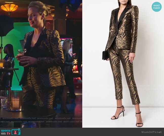 Zebra Pattern Fitted Blazer and Pants by Prabal Gurung worn by Jacqueline (Melora Hardin) on The Bold Type