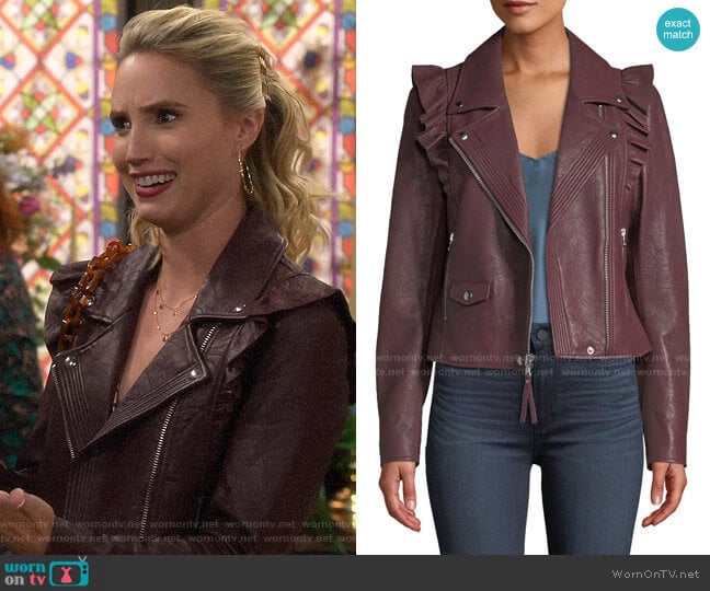 Paige Annika Leather Jacket  worn by Mandy Baxter (Molly McCook) on Last Man Standing