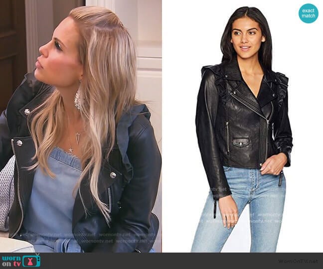 Annika Moto Jacket by Paige worn by Jackie Goldschneider on The Real Housewives of New Jersey