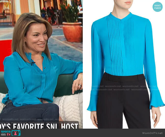 Paige Pintucked Blouse by Elie Tahari worn by Kit Hoover on Access Hollywood