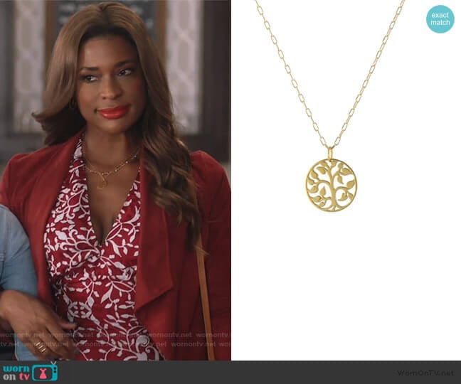 Tree of Life Necklace by Peggy Li worn by Poppy (Kimrie Lewis) on Single Parents