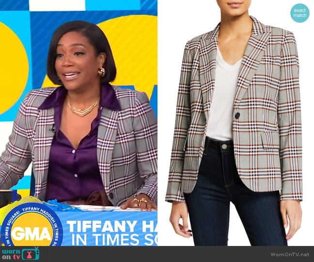 Plaid Twill Blazer by Derek Lam 10 Crosby worn by Tiffany Haddish on GMA