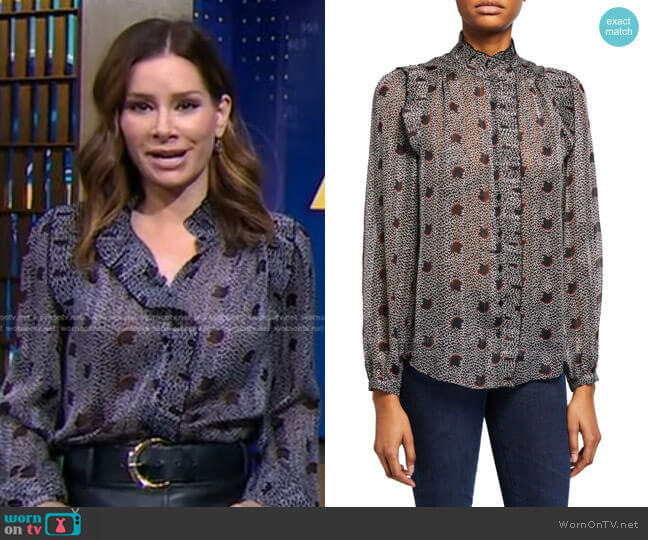 Precious Printed Ruffle Blouse by Ba&Sh worn by Rebecca Jarvis on Good Morning America