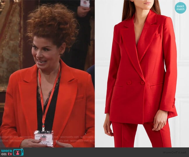 Giorgia Hopsack Suiting Blazer by Rachel Zoe worn by Grace Adler (Debra Messing) on Will and Grace